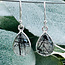 Black Tourmaline in Clear Quartz (Tourmalated Tourmalinated Rutilated Rutile) Earrings - Teardrop Pear Dangle Drop - Bezel Set Sterling Silver