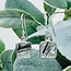 Black Tourmaline in Clear Quartz (Tourmalated Tourmalinated Rutilated Rutile) Earrings - Square Dangle Drop - Bezel Set Sterling Silver