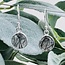 Black Tourmaline in Clear Quartz (Tourmalated Tourmalinated Rutilated Rutile) Earrings - Round Dangle Drop - Bezel Set Sterling Silver