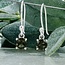Moldavite Earrings - Round Circle Dangle Drop Faceted - Claw Prong Set Sterling Silver