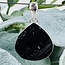 Black Tourmaline Pendants - Teardrop Pear (Rough Raw Natural) Bezel Set Sterling Silver