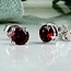 Red Garnet Earrings - 5mm Round Faceted Studs - Claw Prong Set Sterling Silver