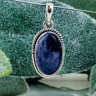 Tiffany Stone (Bertrandite) Pendants - Oval Miligrain Bezel Set - Sterling Silver