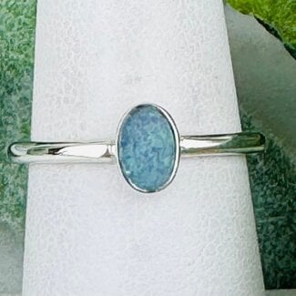 Australian Opal Rings - Size 6 Oval Bezel Set - Sterling Silver