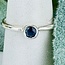 Blue Sapphire Rings -Size 4 Round Circle Faceted - Bezel Set Sterling Silver