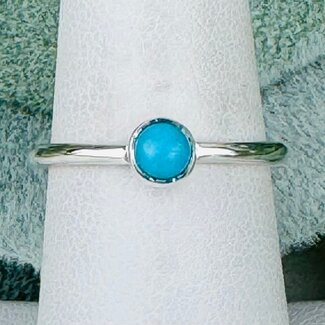 Turquoise Rings - Size 10 Circle Round Stackable - Bezel Set Sterling Silver