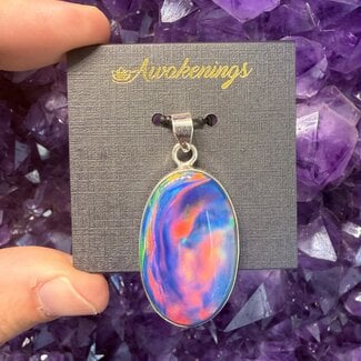 Aurora Opal Oval Pendant - Sterling Silver