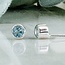 Aquamarine Earrings - Round Circle Faceted Studs - Bezel Set Sterling Silver