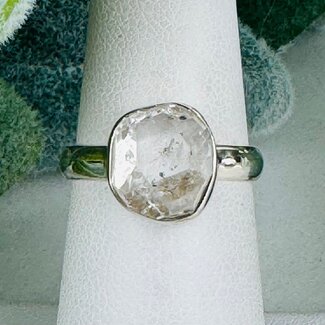 Herkimer Diamonds Rings - Size 6 #2 Natural Raw Rough Bezel Set - Sterling Silver
