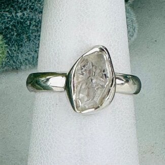 Herkimer Diamonds Rings - Size 6 #3 Natural Raw Rough Bezel Set - Sterling Silver