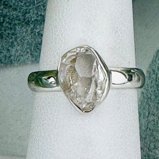 Herkimer Diamonds Rings - Size 7 Natural Raw Rough Bezel Set - Sterling Silver