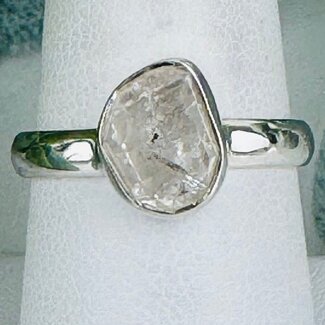 Herkimer Diamonds Rings - Size 8 Natural Raw Rough Bezel Set - Sterling Silver