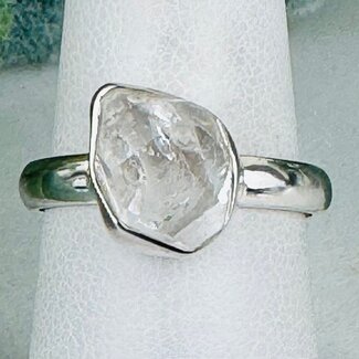 Herkimer Diamonds Rings - Size 8 #1 Natural Raw Rough Bezel Set - Sterling Silver