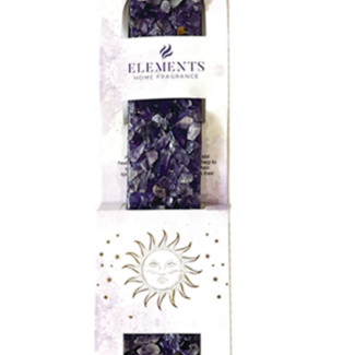 Amethyst Elements Ash Catcher Crystal Sled Incense Stick Burner- 11" Hand-Carved Wooden
