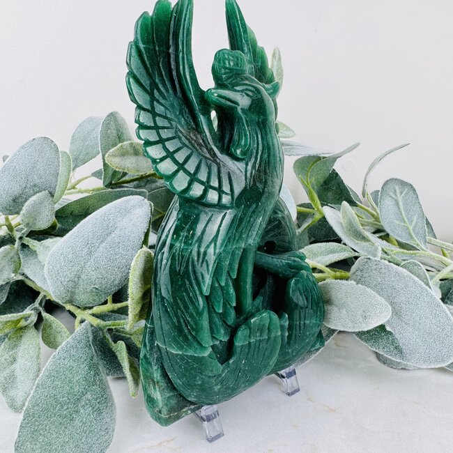 Green Aventurine Phoenix Carving - Specimen Figurine 7.5"x4"