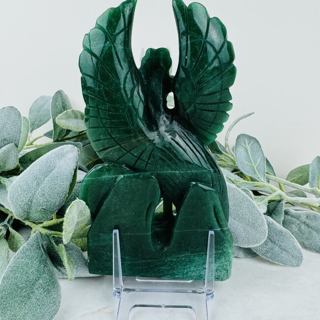 Green Aventurine Phoenix Carving - Specimen Figurine 7.5"x4"