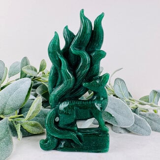 Green Aventurine Deer Doe Carving - Specimen Figurine 7"x4" Deers