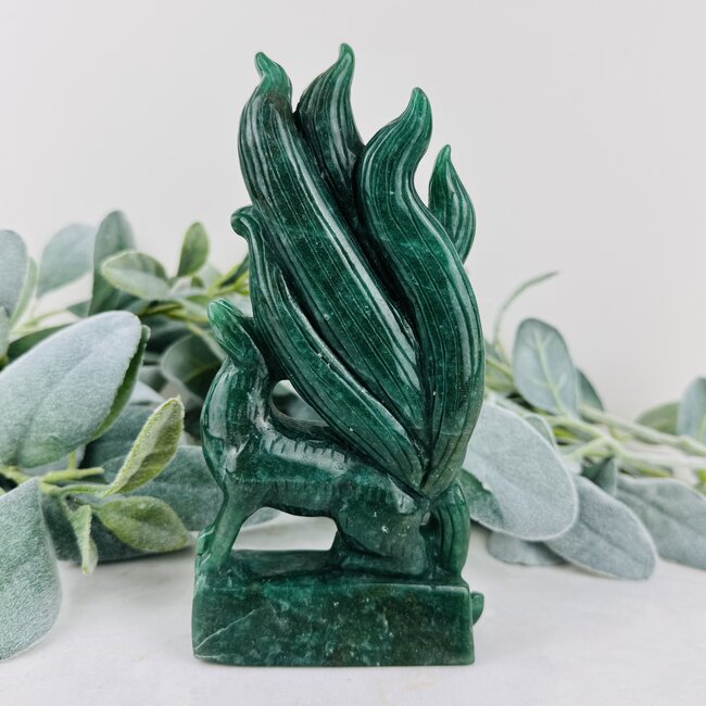 Green Aventurine Deer Doe Carving - Specimen Figurine 7"x4" Deers