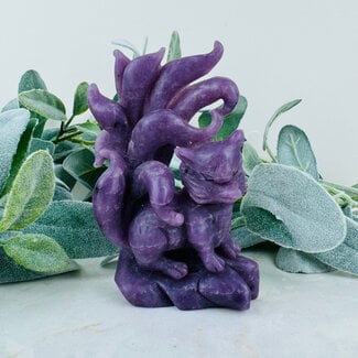 Lepidolite 7 Seven Tailed Fox Carving - Specimen Figurine 5"x3"