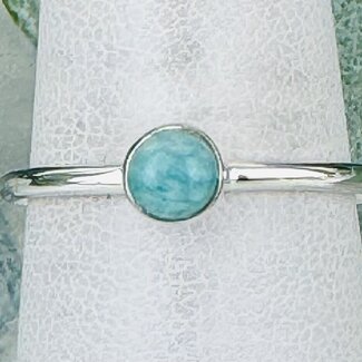 Amazonite Rings - Size 8 Round Circle - Bezel Set Sterling Silver Stackable