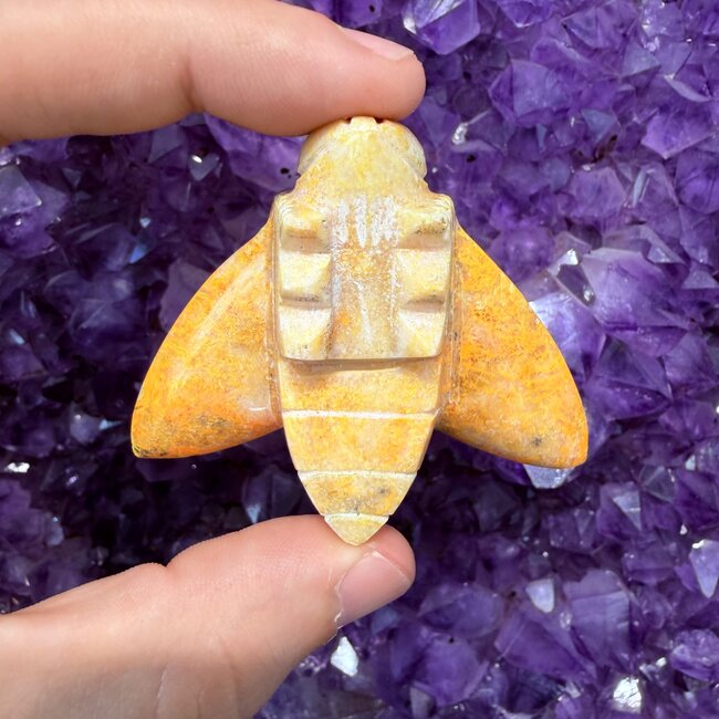 Bumblebee Jasper Bees Carving (2-2.5")