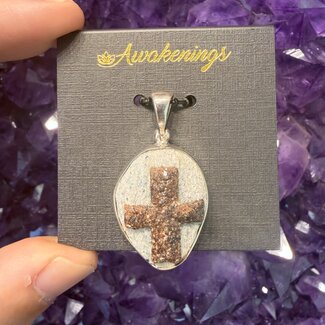 Staurolite (Perfect Raised Cross) Pendant - Sterling Silver