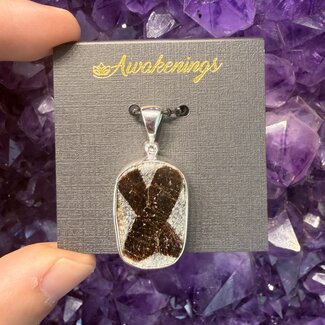 Staurolite Flat Pendant - Sterling Silver