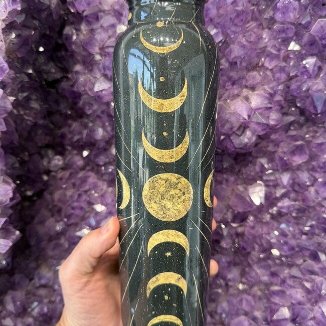 Lunar Cycle Copper Water Bottle (950ml) 32oz - Green and Yellow