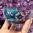 Soapstone Smudge Bowl - Turquoise & Purple Moon & Flower - 4" Small Incense, Resin Handpainted