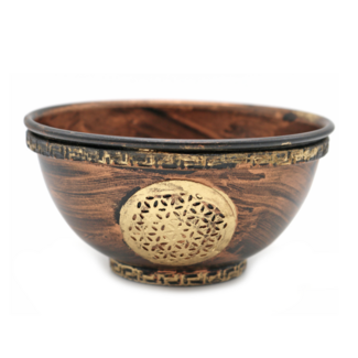 Metal Smudge Bowl - Flower of Life - 4" Small