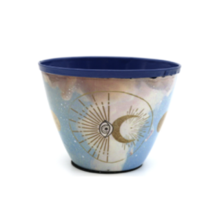Metal Smudge Bowl - Celestial Eye - 3" Small Brass Accents Colorful