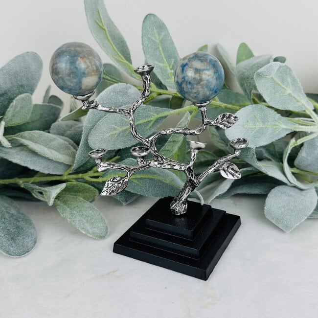 Multi Mini Silver Sphere Stands on Black Base - 5.5"