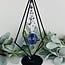 Diamond Sphere Holders Stands - Amethyst Chain Cat Kitten on Cresent Moon Black 11"