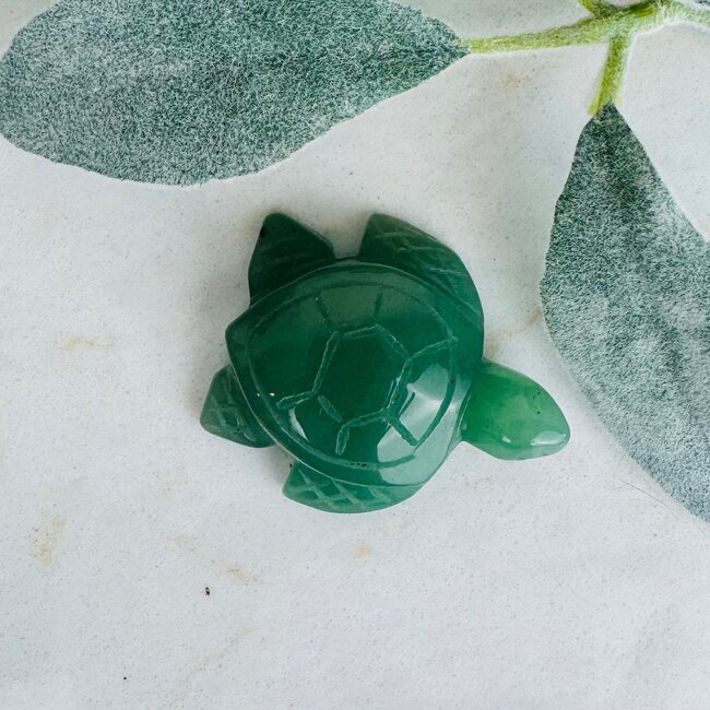 Green Aventurine Turtles - Small 2" Figurine Carving
