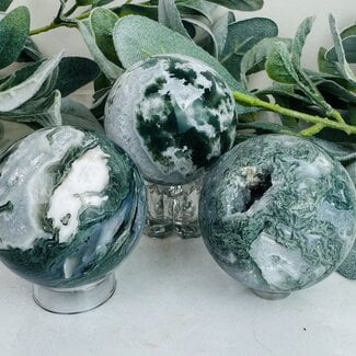 Moss Agate Spheres Orb Globe - 55-60mm