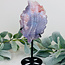 Flower (Cherry Blossom) Agate Leaf Carving on Black Stand Pin - Large 8"