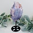 Flower (Cherry Blossom) Agate Leaf Carving on Black Stand Pin - Large 8"