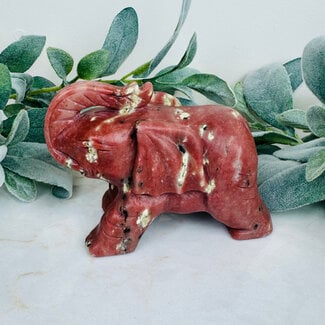 Pink Opal Elephant Figurine Specimen Carving - Large 5"