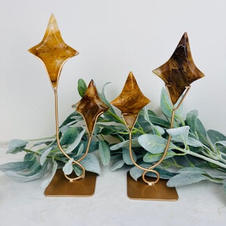 Golden Healer Quartz Stars Diamonds on Gold Stand Pin - 11" Home Decor Carving Specimen