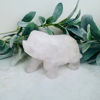 Rose Quartz Pig Piglet - Specimen Carving Figurine Large 4.5"