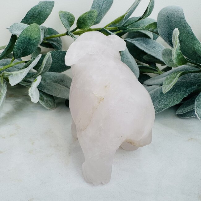 Rose Quartz Pig Piglet - Specimen Carving Figurine Large 4.5"