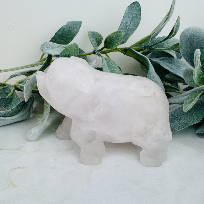 Rose Quartz Pig Piglet - Specimen Carving Figurine Large 4.5"