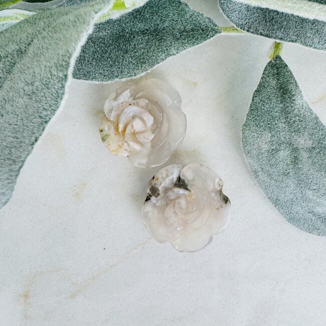 Flower (Cherry Blossom) Agate Rosette Rose - 1"