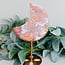 Pink Agate Crescent Moon on Gold Stand Pin - 8.5" Carving Specimen