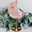 Pink Agate Crescent Moon on Gold Stand Pin - 8.5" Carving Specimen
