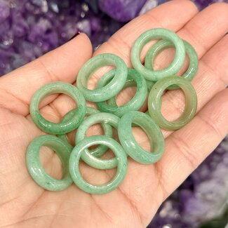 Green Aventurine Rings - Sizes 6 Plain Dome