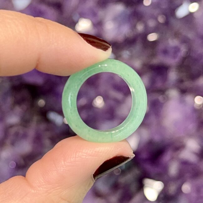 Green Aventurine Rings - Sizes 6 Plain Dome