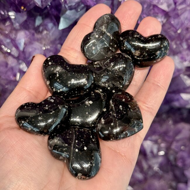 Galaxy Black Obsidian Hearts - Medium Stones (AAA Grade)