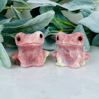 Pink Opal Frogs - Small 1.5" Figurine Carving Animal Statue