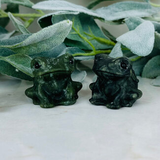 Green Jade Frogs - Small 1.5" Figurine Carving Animal Statue